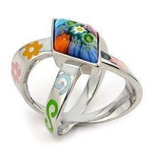 Ring MULTI COLOR DIAMOND SHAPE MURANO MILLEFIORI